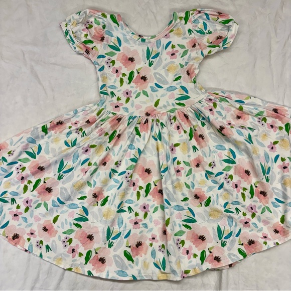 Vivie and Ash Other - Vivie and Ash Floral Twirl Dress Short Sleeve Size 7 VGUC Pink Green Blue